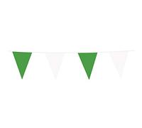 Boland 74728 Bunting Green/White, 1 Piece, Flag Chain, Plastic Garland, Hanging Decoration, Carnival, Theme Party, Birthday, Nursery, Disco, 10 Metres