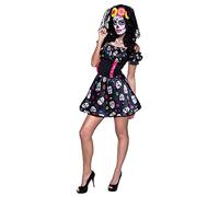 Boland 79078 - Adult Costume Mrs Day of the Dead, Women's 36/38, Adult Headpiece and Dress, Skull, Day of the Dead, Halloween, Carnival, Theme Party