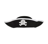 Boland 81909 Pirate Hat for Children, Tricorn, Buccaneer, Captain, Privateer, Black, Skull, Carnival, Fancy Dress, Theme Party, Halloween, Fancy Dress, Costume, Theatre