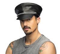 Boland 82001 - Rocker, Leather Look, Black, Unisex, with Link Chain, Hat, Headpiece, Costume, Carnival, Theme Party