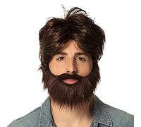 Boland 8236896 86312 Dude Wig with Beard - Brown Synthetic Hair for Bachelor Parties, Carnival, Halloween, and Theme Parties -Costume Accessory