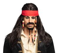 Boland 8236897 Black Pirate Wig - Black Straight Hair, Retro Style Costume Accessory for Adults - Standard Size for Cosplay, Halloween, and Pirate-Themed Events