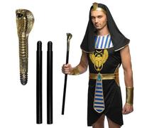 Boland 82cm Snake Sceptre, 3 Pieces, Detachable, Egyptian Fancy Dress Accessory, Gangster, Pimp Cane, Accessory, Halloween, Black and Gold (82cm)