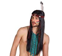 Boland 85783 - Indian Takoda wig, including headband with feather, long and straight hair, black, synthetic hair, for adults, accessory, costume accessories, theme party, carnival