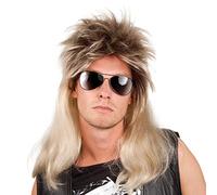 Boland 86060 - Ryan wig, mullet, blond brown, 80s, artificial hair, assi hairstyle, proll, rock star, tracksuit, bad taste party, accessory, theme party, carnival