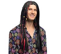 Boland 10103250 Flower Power Adult Wig, Black, Standard Size