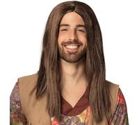Boland 86369 Hippie John Wig, Long, Smooth Hair, Brown