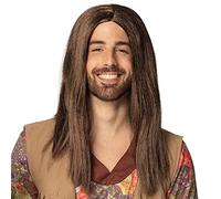Boland 86369 Hippie John Wig, Long, Smooth Hair, Brown