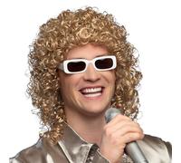 Boland 86404 Adult Wig with Glasses, Curly Synthetic Hairdress, Party Glasses, Rock Star, Fancy Dress, Carnival, Theme Party