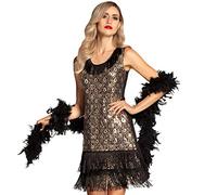 Boland 87114 - Flapper Peacock Costume, Size L, Short Dress with Fringes, Sequins and Peacock Pattern, Charleston Lady, 20s, New Year's Eve, Carnival, Theme Party
