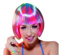 Boland 87501 - Wig Pebbles Colourful Synthetic Hair Bob Hairstyle Neon Colours Disco Rainbow Costume Carnival Theme Party