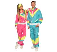 Boland 88540 80s Tracksuit Pockets, Jacket and Trousers, Camping, Jogging Suit, Bachelor, Retro Style, Athletes, Group Costume, Theme Party, Carnival, Multicoloured, S