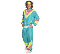 Boland 88540 80s Tracksuit Pockets, Jacket and Trousers, Camping, Jogging Suit, Bachelor, Retro Style, Athletes, Group Costume, Theme Party, Carnival, Multicoloured, S
