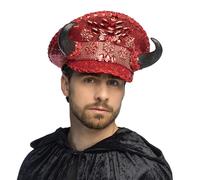 Boland 97093 Devil Hat with Sequins, Hat with Horns for Costumes, Halloween, Carnival or Theme Party, Devil Costume
