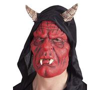 Boland 97504 Latex Face Mask Devil with Hood Red