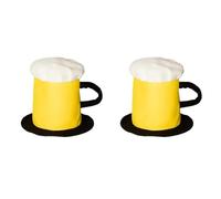 Boland Adult Beer Hat German Fancy Dress Oktoberfest Dress Up Headwear Pint of Beer Hat Novelty Accessory Yellow One Size (Pack of 2)