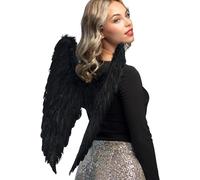 Halloween Fallen Angel Medium Black Fancy Dress Gothic Feather Wings 65cm