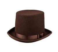 Boland Adult Black Deluxe Top Hat, Heavy Duty, Satin Band and Elasticated Inside, Victorian Style Ringmaster Magician Steampunk Cosplay Halloween Fancy Dress Accessory Adult, One Size (Black)