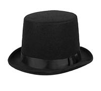 Boland Adult Black Deluxe Top Hat, Heavy Duty, Satin Band and Elasticated Inside, Victorian Style Ringmaster Magician Steampunk Cosplay Halloween Fancy Dress Accessory Adult, One Size (Black)