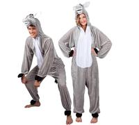 Boland - Adult donkey costume, plush hooded jumpsuit, animal print, front zipper, farm, farmer, carnival, theme party