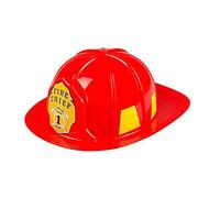 Boland Adult Fireman Helmet, Hard Plastic, Fireman Hat, Firefighter Helmet, Fireman Fancy Dress Accessory, Fire Chief, Headwear, Halloween, One Size, Red and Yellow (Red)