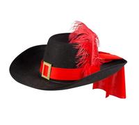 Boland Adult Musketeer Hat With Feather, Historical Fancy Dress Accessory, Headwear, For Men and Women, Pirate Hat, Highwayman, Halloween, World Book Day, One Size (Black)