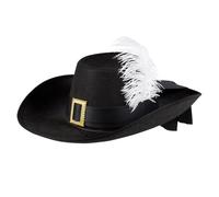 Boland Adult Musketeer Hat With Feather, Historical Fancy Dress Accessory, Headwear, For Men and Women, Pirate Hat, Highwayman, Halloween, World Book Day, One Size (Black/White)