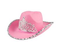 Boland Adult Pink Glimmer Cowgirl Hat, Western Fancy Dress Accessory, Ladies Cowboy Hat, Cowgirl Hat For Women, Rodeo, Party, Festival, Halloween, Cowboy Dress Up, One Size, Pink