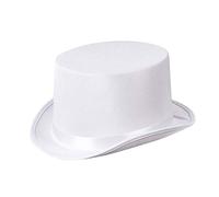 Boland Adult Satin Top Hat Victorian Style Ringmaster Magician Steampunk Cosplay Halloween Fancy Dress Accessory Adult, One Size (White)