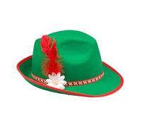 Boland 04034 Adult Tyrolean Hat - Green Oktoberfest Bavarian Costume Hat with Feather and Flower Decoration, Fancy dress hat Perfect for German Themed Parties & Carnival Events