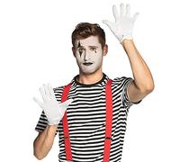 Boland Adult Unisex White Clown Gloves With Snap Button, Fancy Dress Costume Accessory, Outfit, World Book Day, Halloween, Carnival, Circus (Extra Large)