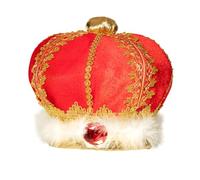 Boland 01237 - King hat, crown, ceremony, red, velvet, soft, gold, gemstones, carnival, Halloween, fancy dress, theme party, fancy dress, theatre, accessory