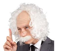 Boland Albert Einstein Wig Set - White Curly Hair Costume Accessory for Adults, Perfect for Scientist and Professor Fancy Dress, Halloween, and Cosplay Events