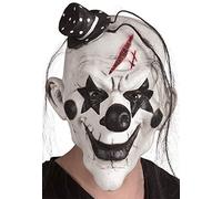 Boland B.V. Latex Clown Psycho Mask Black and White with Hair