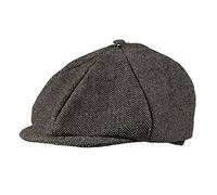 Boland Birmingham Flat Cap - Grey Herringbone Peaked Hat for 1920s Costume, Vintage Gangster Outfit, Carnival & Theme Party Accessory