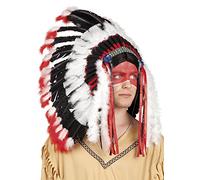 Boland Black and Red Indian Chief Feather Headdress