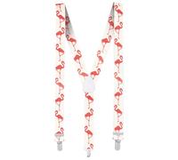 Boland Flamingo Braces Suspenders Adjustable One Size Hawaiian Theme Fancy Dress Party Novelty Accessory Summer Birds Dress Up Adults
