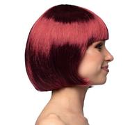 Ladies Mahogany Red Bobbed Wig Womens Fancy Dress Dark Red Short Bobbed Wig