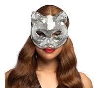Boland - Cat Mask Disco Cat with Elastic Band, Glitter Face Mask for Carnival, Festival and Theme Party, Animal Costume Cat