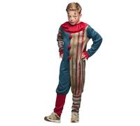 Boland Children’s Evil Clown Costume - Kids Halloween Fancy Dress Outfit with Colourful Jumpsuit & Collar - Creepy Circus Clown Design for Boys & Girls