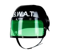 Boland Children's SWAT Helmet, Black With Green Visor, Hard Plastic, One Size, Adjustable Chin Strap, Police Fancy Dress Accessory, For Boys, Girls, Unisex, Kids Police Helmet, Halloween (One Size)