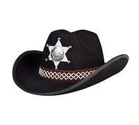 Boland Childs Sheriff Cowboy Hat With Badge Children's Western Headwear Halloween Theme Kids Party Fancy Dress Boys Girls Unisex One Size Black