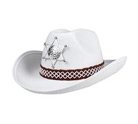 Boland Childs Sheriff Cowboy Hat With Badge Children's Western Headwear Halloween Theme Kids Party Fancy Dress Boys Girls Unisex One Size White