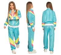 Boland - Costume for adults 80s tracksuit with pockets, jacket and trousers, jogging suit, bachelor party, retro style, athlete, group costume, adults, theme party, carnival, multicoloured, XL