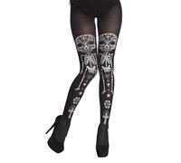 Boland Day of the Dead Tights, Black and White, Skeleton, Halloween Fancy Dress Accessory, Adult, One Size (One Size, Black/White)
