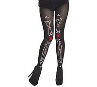 Boland Day of the Dead Tights, Black, Red and White, Senorita, Halloween Fancy Dress Accessory, Adult, One Size (One Size, Black, Red/White)