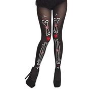 Boland Day of the Dead Tights, Black, Red and White, Senorita, Halloween Fancy Dress Accessory, Adult, One Size (One Size, Black, Red/White)