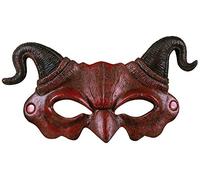 Boland Demon Foam Half Mask - Red Skeleton Skull with Curved Horns - Comfortable Adult Mask for Halloween, Carnival, and Themed Parties - One Size
