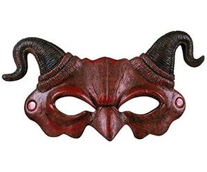 Boland Demon Foam Half Mask - Red Skeleton Skull with Curved Horns - Comfortable Adult Mask for Halloween, Carnival, and Themed Parties - One Size