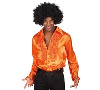 Boland - Disco Shirt with Ruffle, Orange, Men's Costume, Party Shirt, Schlagermove, 1970s, Theme Party, Carnival
